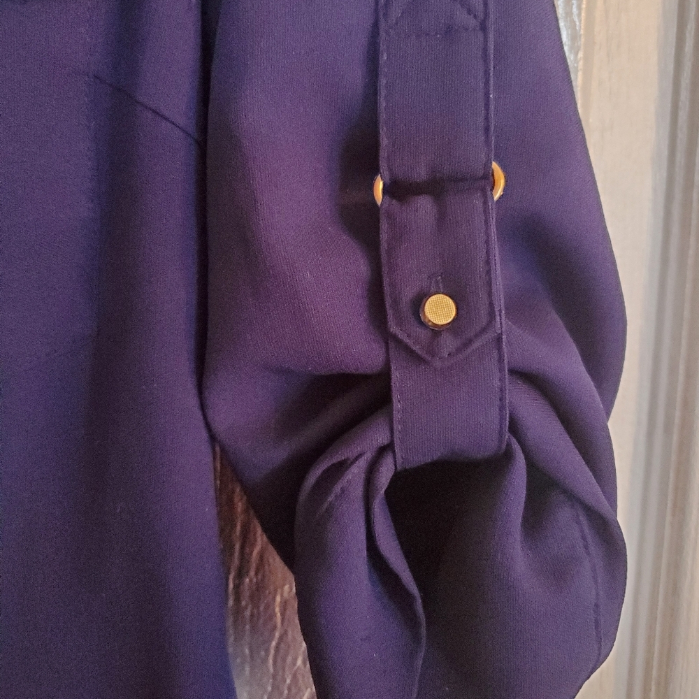 Skies Are BLUE BUTTON FRONT NAVY BLOUSE S MP - Picture 3 of 6